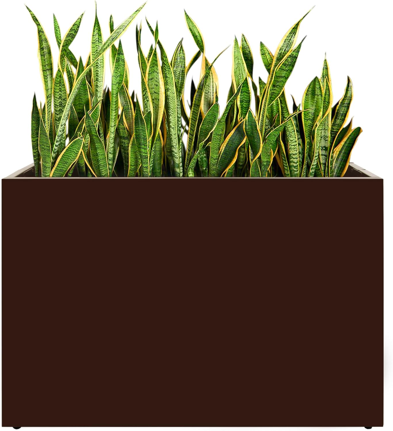 Metal Rectangular Planter, 35.5"x 10"x 28" Brown Planter Box for Outdoor, Easy Installation Galvanized Steel Planter with Drainage Holes, Outdoor Planter for Porch/Patio/Garden