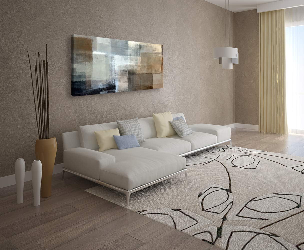 Baisuart Canvas Prints Abstract Wall Art Print Paintings Grey and Brown Stretched Canvas Wooden Framed for living Room Bedroom and Office Home Decor Artwork XLarge 24x48inch