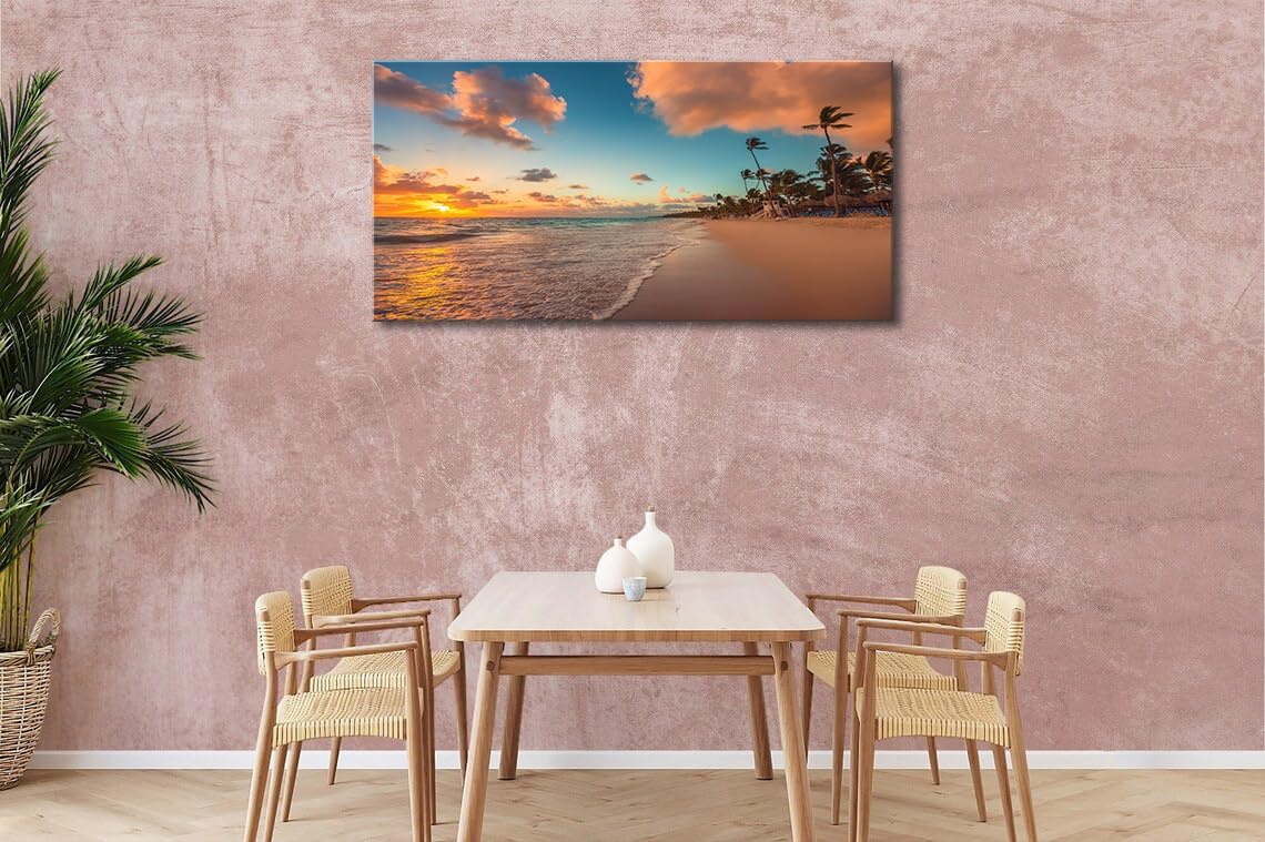 Large Beach Canvas Wall Art Decor for Living Room Sunset Coastal Painting Print Framed Ocean Nature Landscape Picture Poster for Office Dedroom Home Decoration 20" X 40"