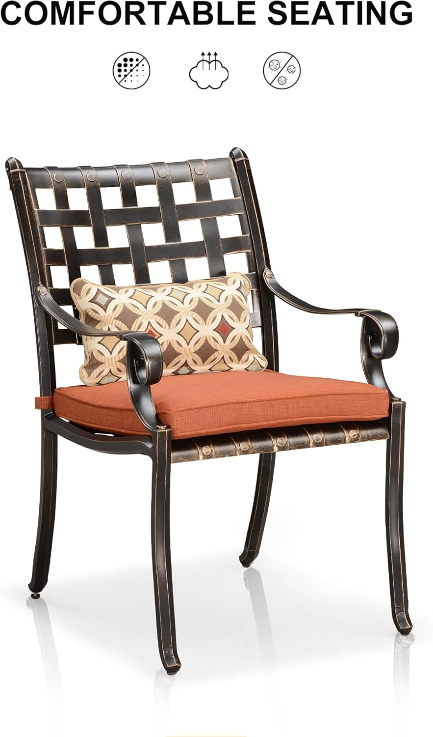 PURPLE LEAF 9 Pieces Patio Dining Sets Cast Aluminum Furniture with Rectangular Table for Lawn Garden Backyard Deck Outdoor Dining Sets with Cushions and Pillows, Lattice Brick Red