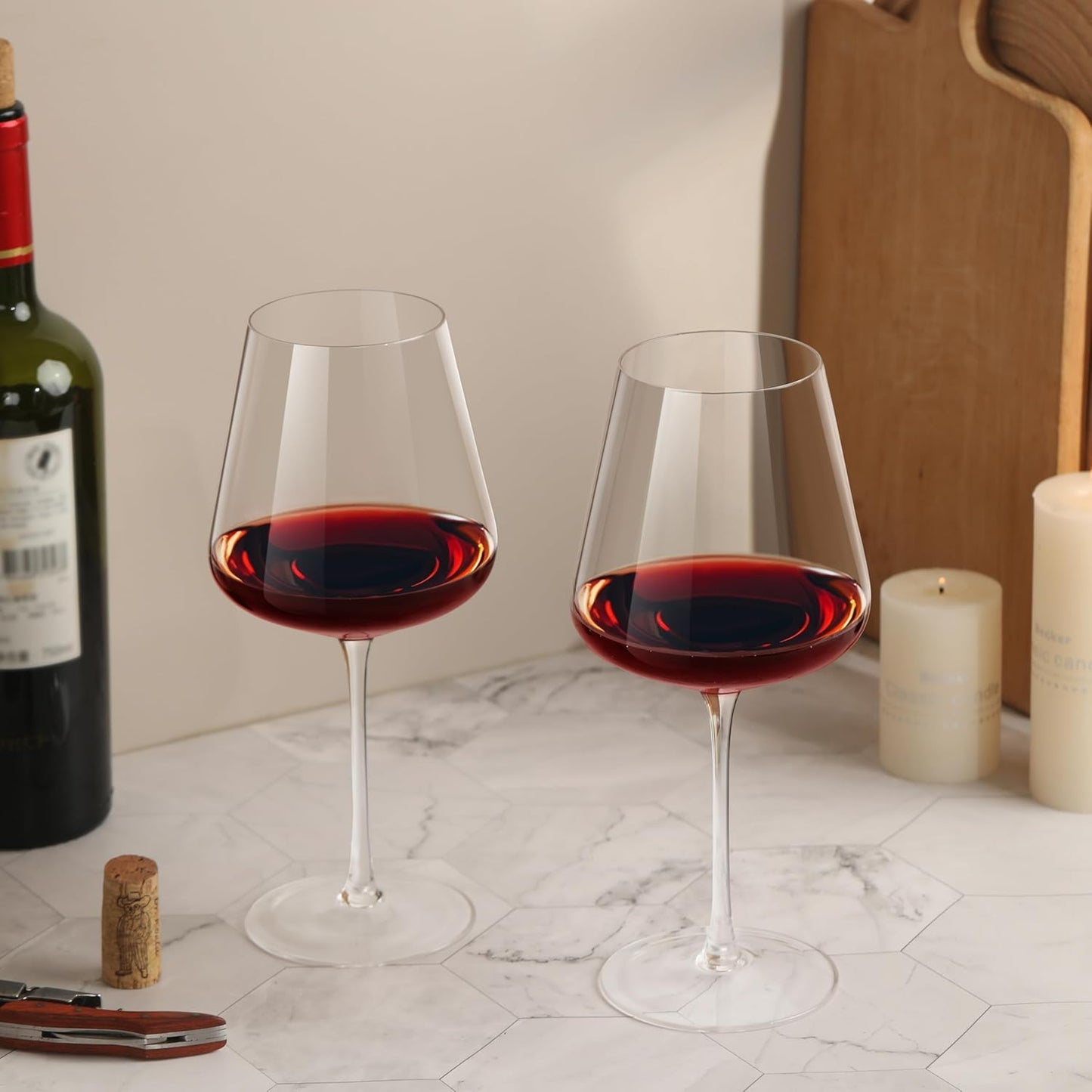 Crystal Wine Glasses Set of 4, 25oz Large Wine Glasses with Stem, Bordeaux, Burgundy, Premium White Red Wine Glass Set Gift for Birthday, Wedding, Christmas