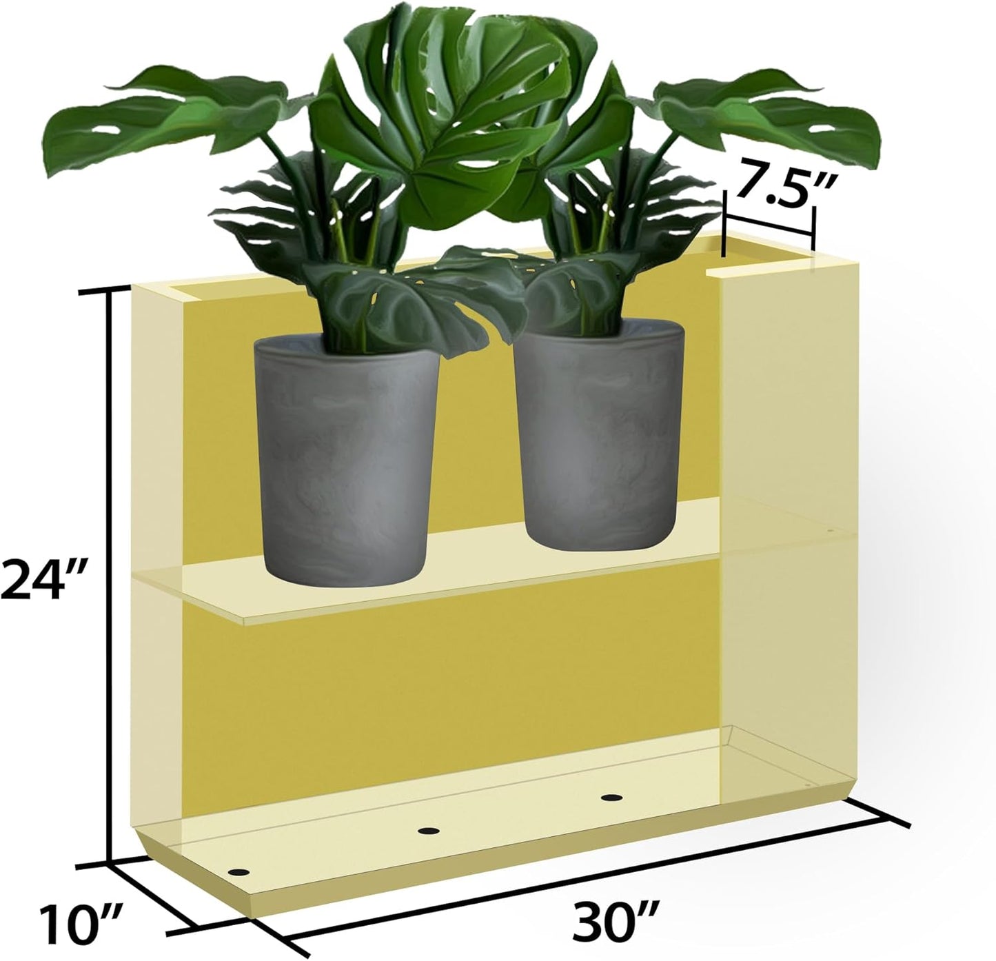 Wallowa Metallic Heavy Outdoor Span Planter Box, Long and Tall Divider Planters, Flower Pot, Plant Container 30Lx10Wx24H, Bright Yellow, No Assemble and Seamless 30.8 Pounds