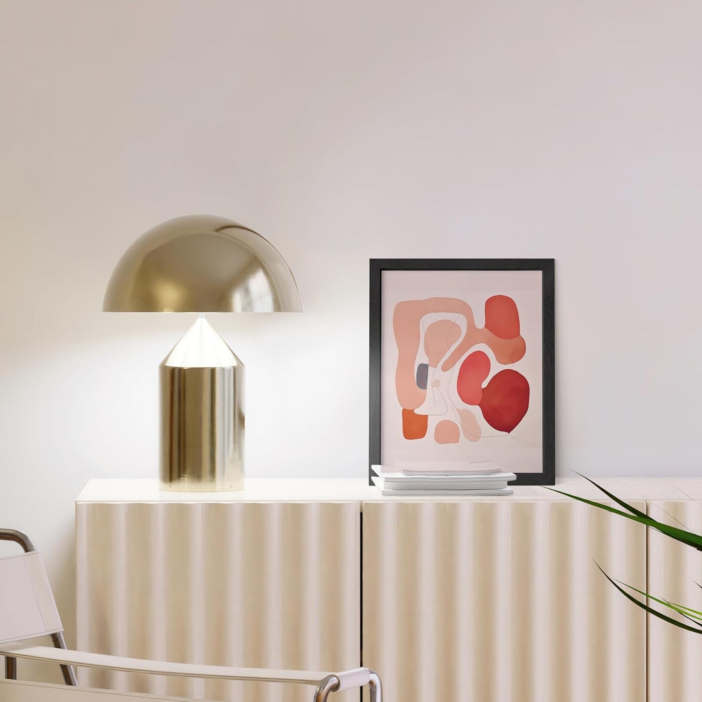 HAUS AND HUES Colorful Abstract Wall Art - Minimalist Retro Picture for Living Room Decor, Red and Pink Modern Wall Art Painting (Pink Abstract Shapes, Unframed, 8x10)