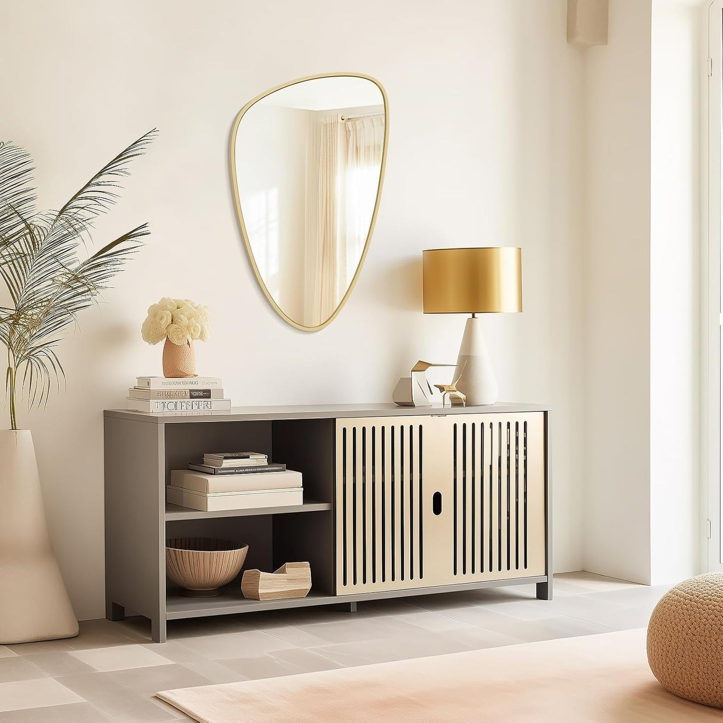 WallBeyond Asymmetrical Mirror, Irregular Wall Mirror, Wall Mirrors Decorative for Bedroom Living Room entryway Hall, Wall Mirror for mid Century Modern Decor 31" H x 20" W, Gold