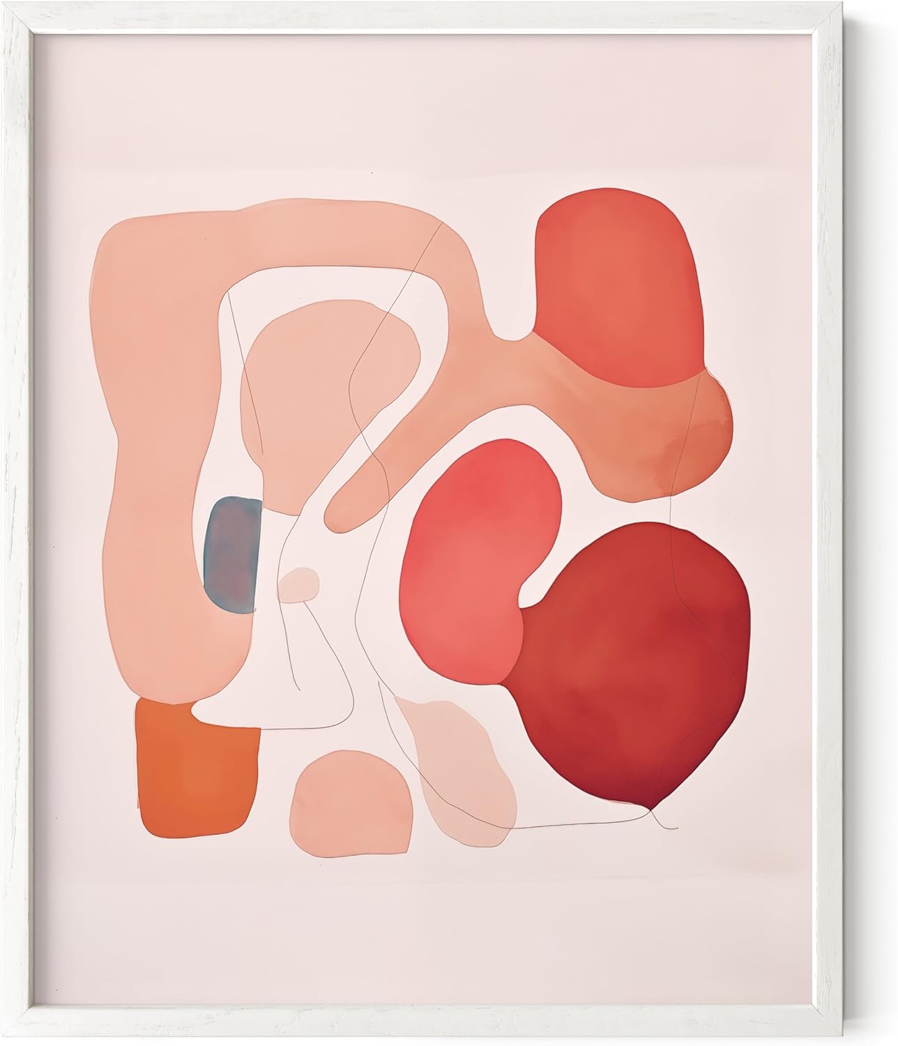 HAUS AND HUES Pink Abstract Shapes Art Print with White Oak Frame 8x10