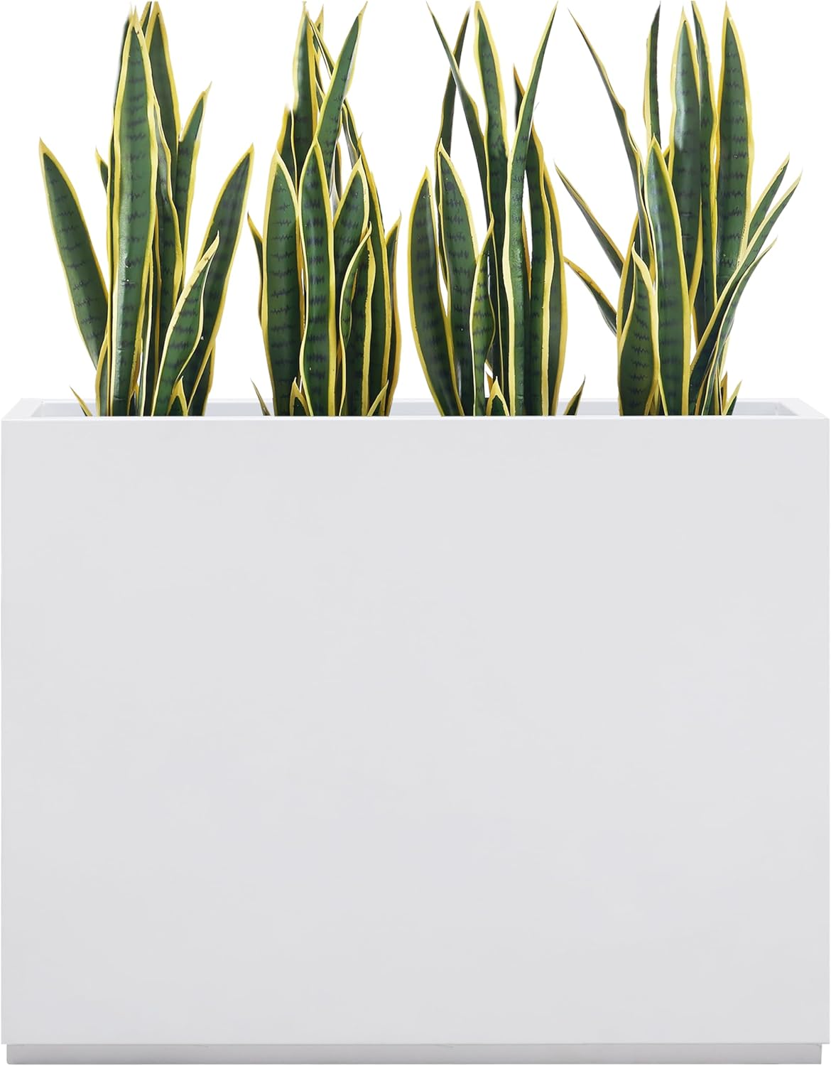 Wallowa Metallic Heavy Outdoor Span Planter Box, Large Flower Pot, Long and Tall Divider Planters, 38Lx10Wx30H, White, Seamless and No Assembly 48.8 Pounds