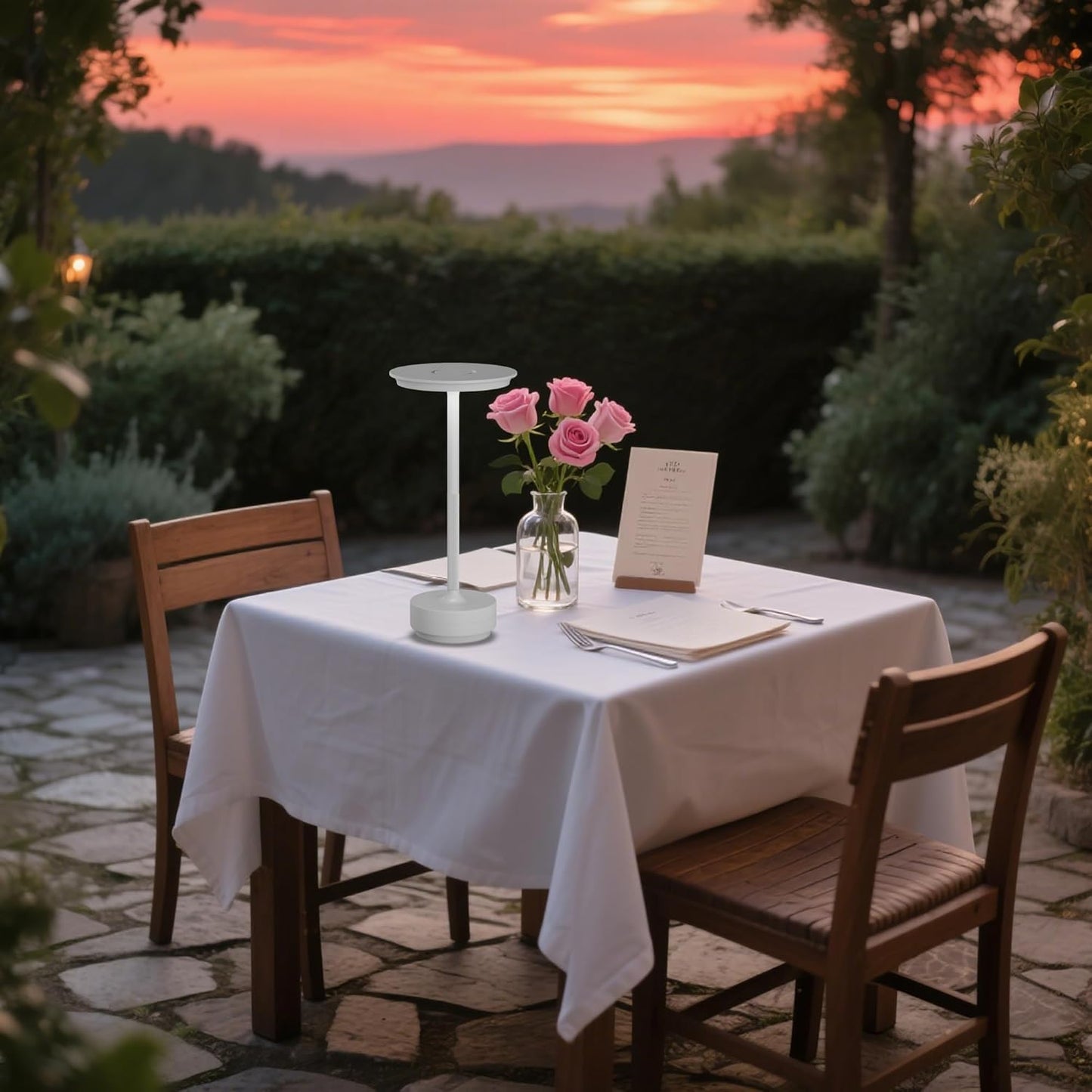 Rechargeable Cordless Table Lamp, Portable 5000mAh LED Touch Table Light, 3 Color Stepless Dimming Battery Powered Table Lamp for Outdoor/Restaurant/Patio.(Light Gray)