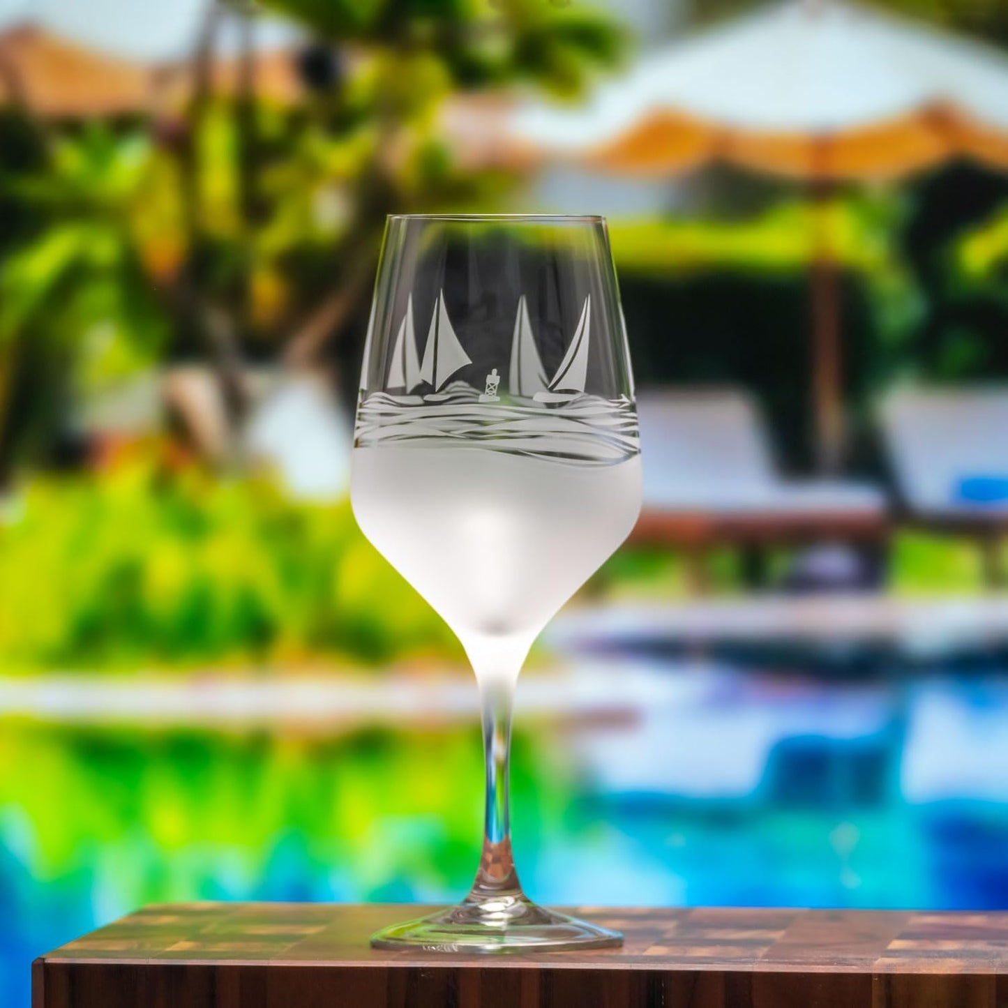 Rolf Glass | Regatta All Purpose Stemmed Wine Glass 19.5 Ounce | Set of 2 | Lead-free Glassware | Elegant Engraved Wine Glass Set | Nautical Sailboat Design