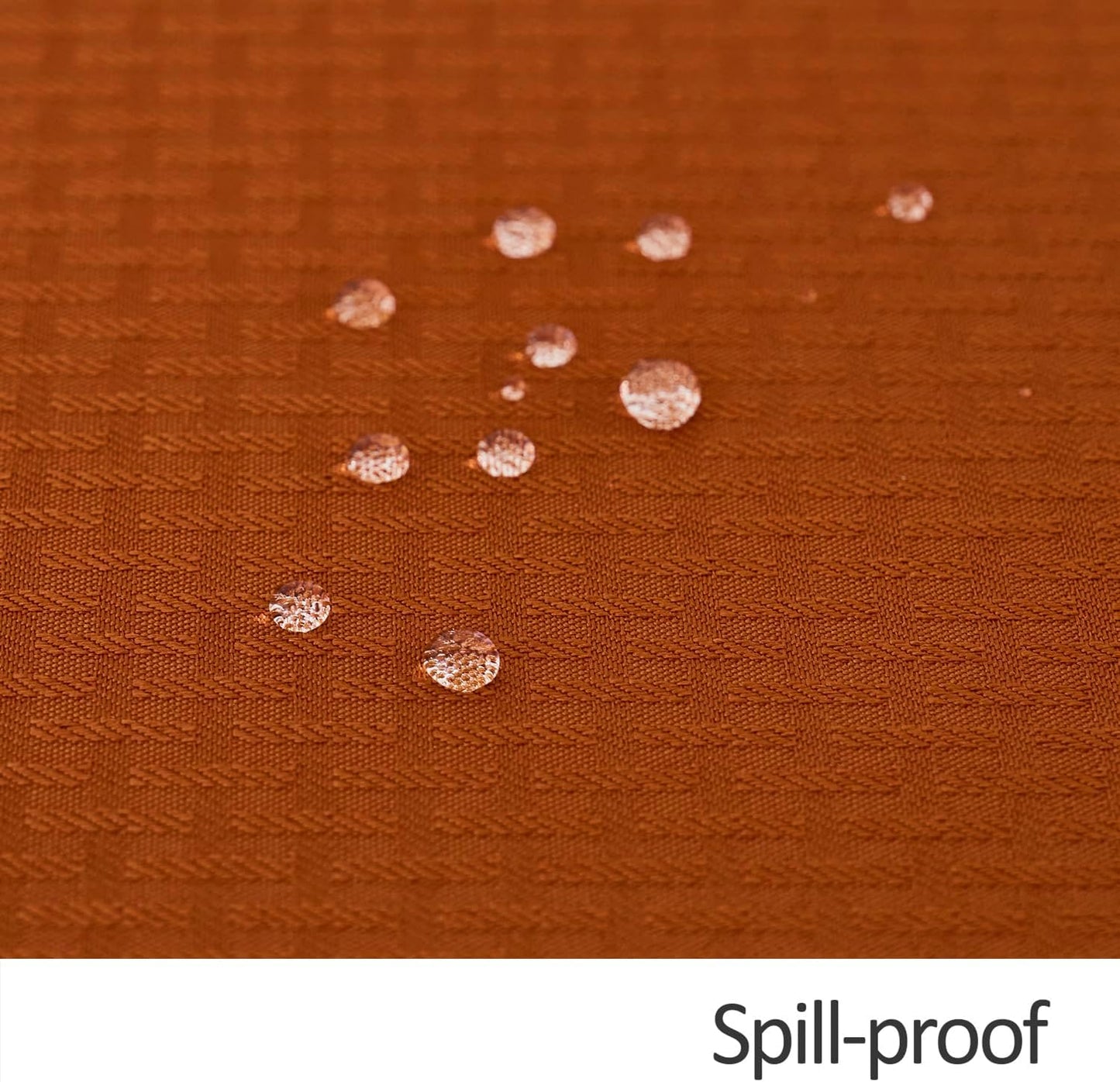 maxmill Weaved Texture Rectangular Tablecloth Water Resistance Antiwrinkle Spillproof Soft Fall Table Cloth for Dining Room, Thanksgiving Parties and Halloween Holiday Dinners, 70 x 120 Inch, Rust