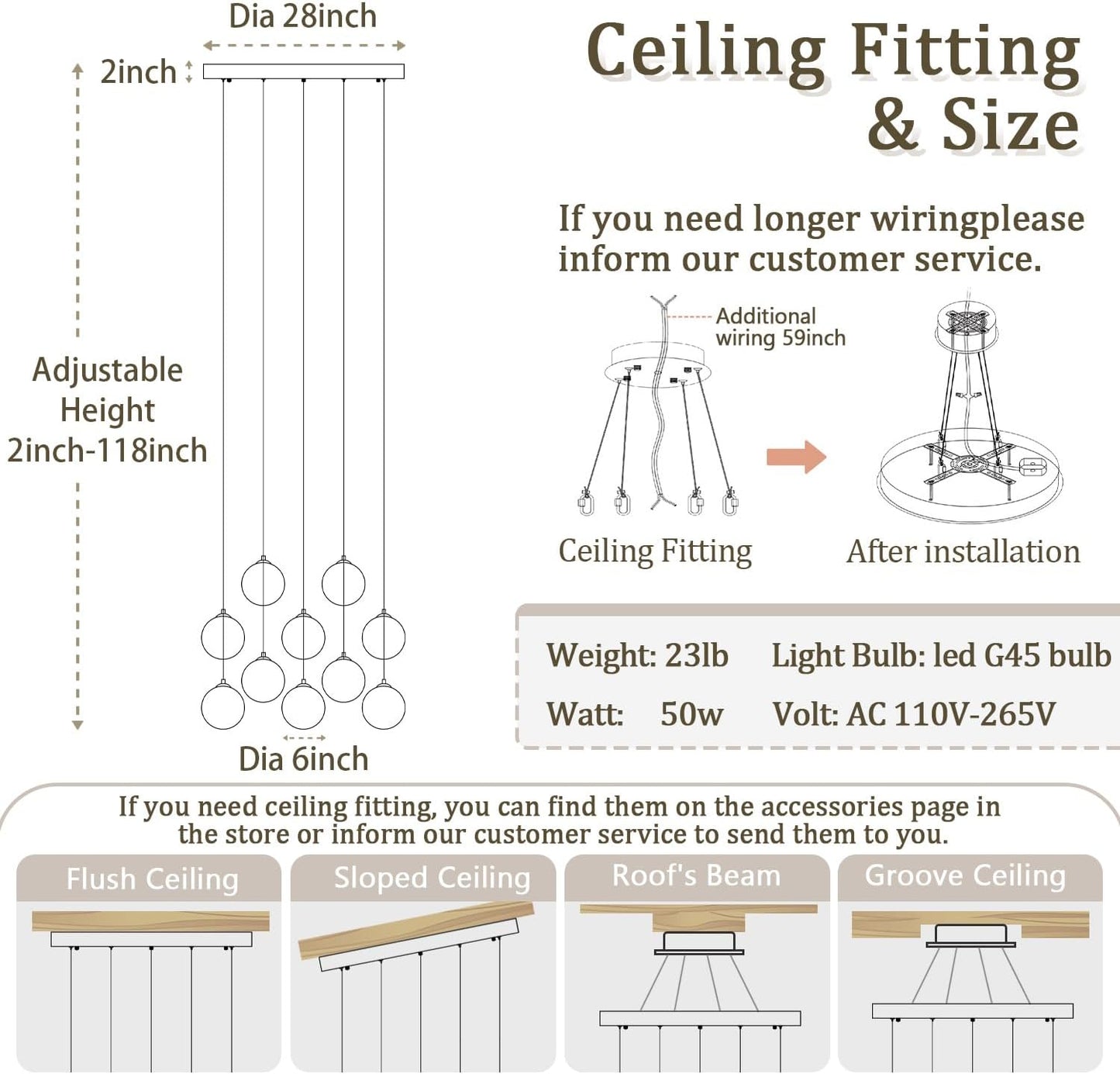 10-Lights Globe Chandelier Gold Pendant Lighting Fixture Hanging Ceiling Light for Dining Room, Kitchen Island,High Ceiling Chandelier Glass Ball Hanging Lighting for Living Room Staircase Entryway