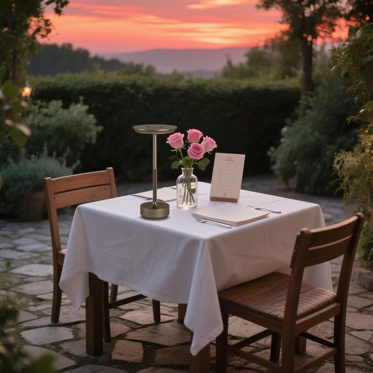 Rechargeable Cordless Table Lamps,Portable 5000mAh LED Table Light, 3 Color Stepless Dimming Battery Powered Metal Table Lamp for Outdoor/Patio/Restaurant/Camping.(Cafe)