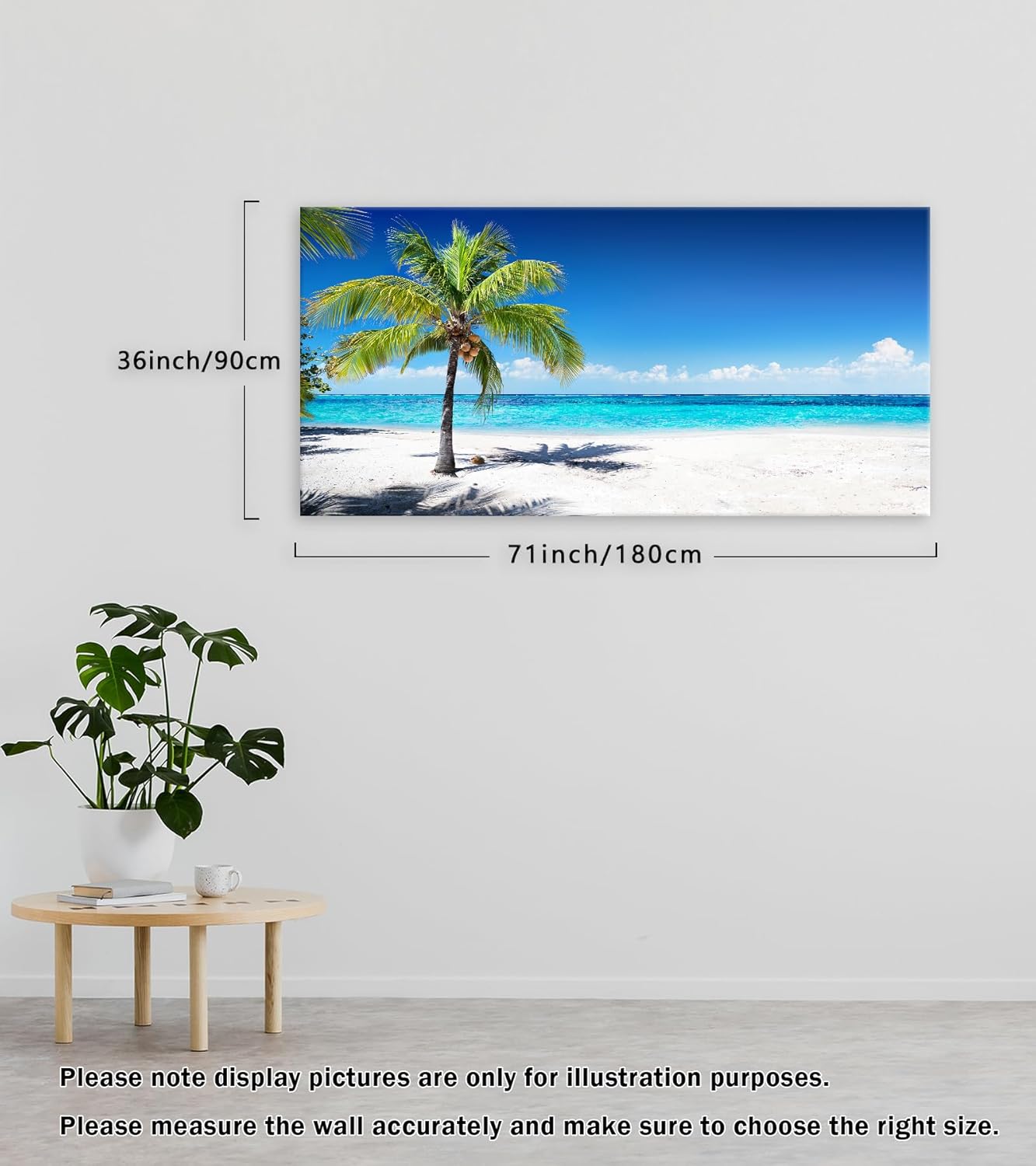Baisuart-S03998 Large Canvas Wall Art Summer Ocean Waves Prints Coconut Trees on Sands Beach Seascape Painting Sea Nature Pictures Framed for Living Room Home Office Wall Decor Artwork