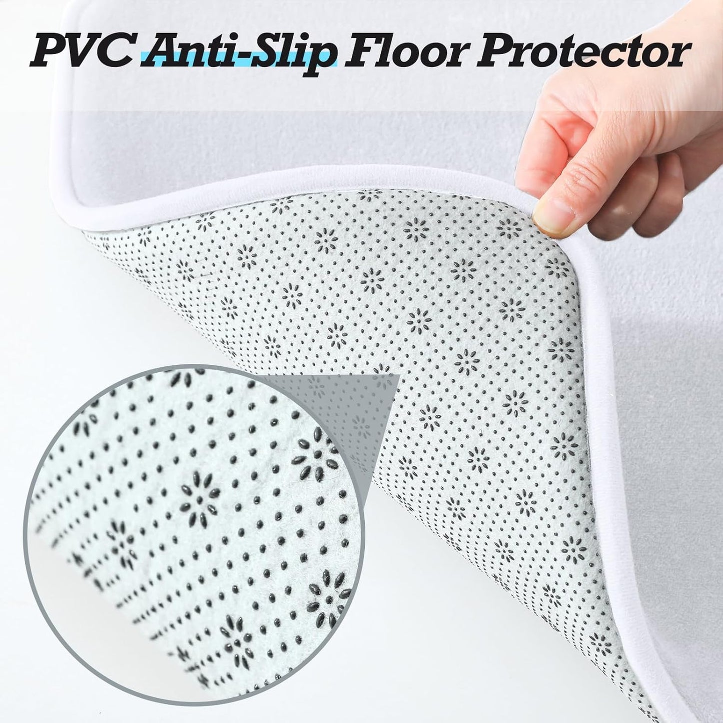 HUXMEYSON Bathroom Rugs Sets 3 Piece, Non-Slip & Quick Dry Bath Mat Set, Ultra Soft Velvet Bath Rugs for Bathroom, Toilet and Shower Floor, White