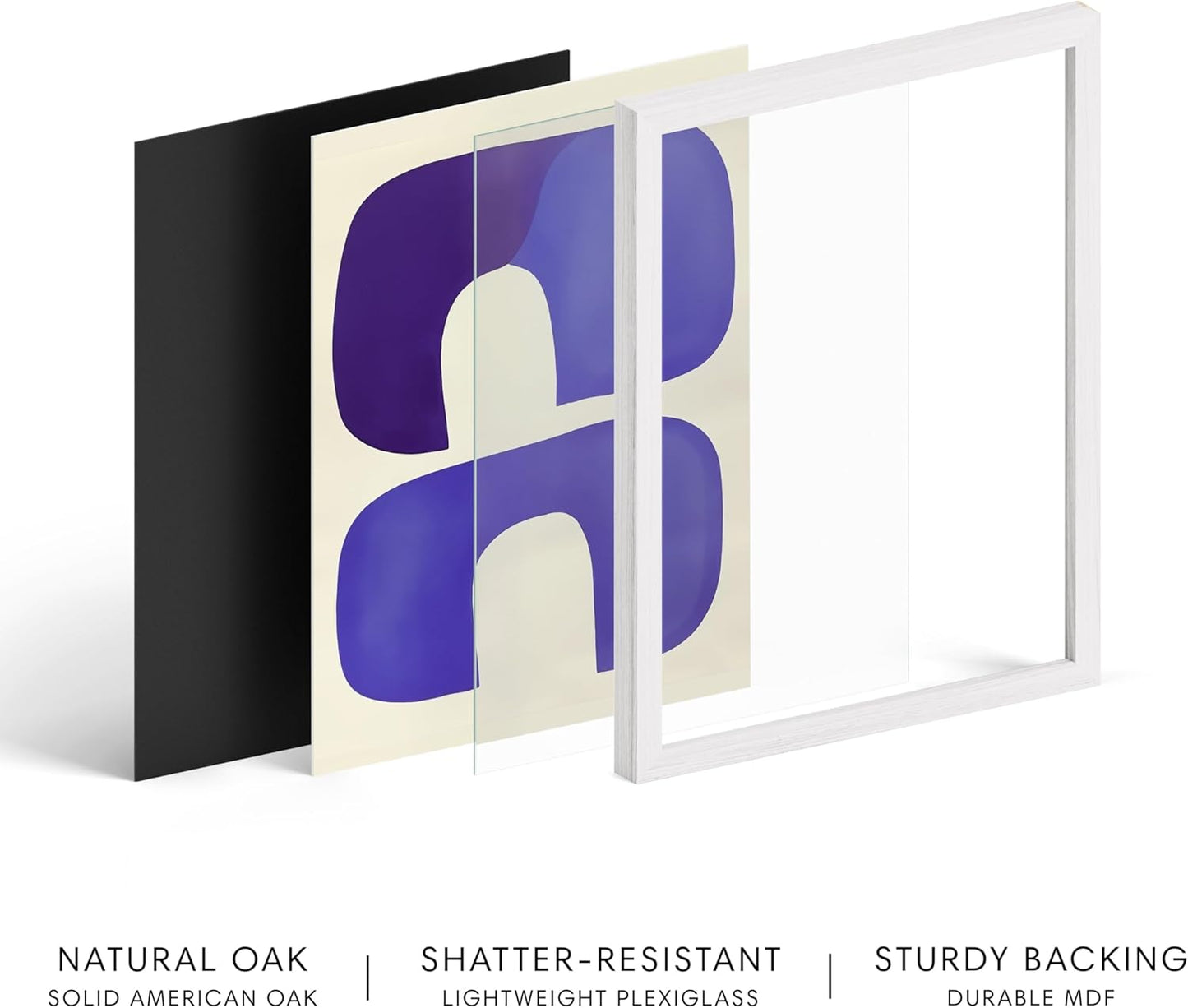 HAUS AND HUES Modern Abstract Wall Art - Blue and Green Living Room Art, Modern Artwork for Walls, Minimalist Picture for Living Room(Blue Tribal Shapes, White Frame, 12x16)