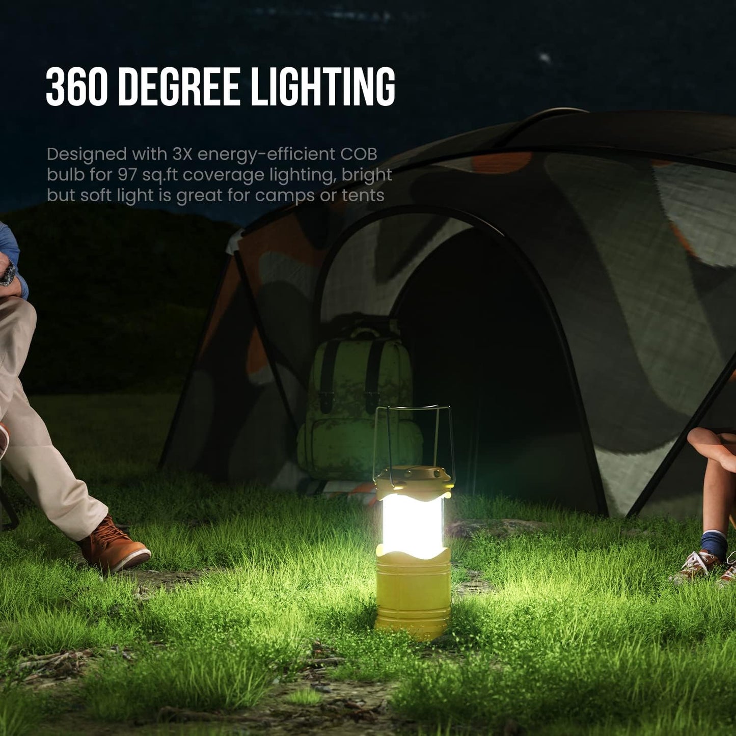 Lichamp LED Camping Lantern, 4 Pack Battery Powered Flashlight for Power Outages, Portable Collapsible Hanging Light Essential for Home, Outdoor, Emergency Lamp Survival Kit Gear for Hurricane, Yellow