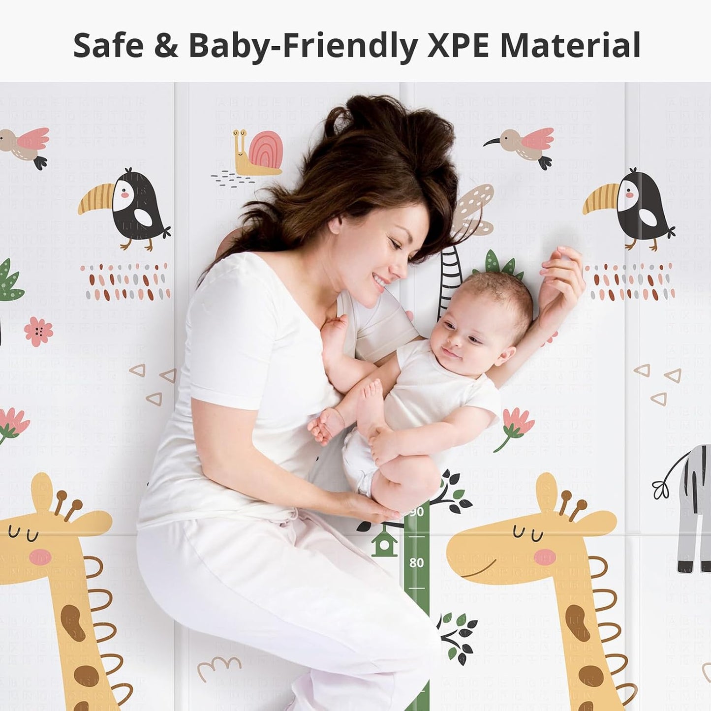 PLGLOG Baby Play Mat,59"x59" Foldable & Reversable Large Baby Mat,0.8" Thick Waterproof Baby Floor Play Mat,Non-Slip,Carlwing Mat for Baby,for 59X59"Playpen,Indoor&Outdoor Playing Mat,Giraffe