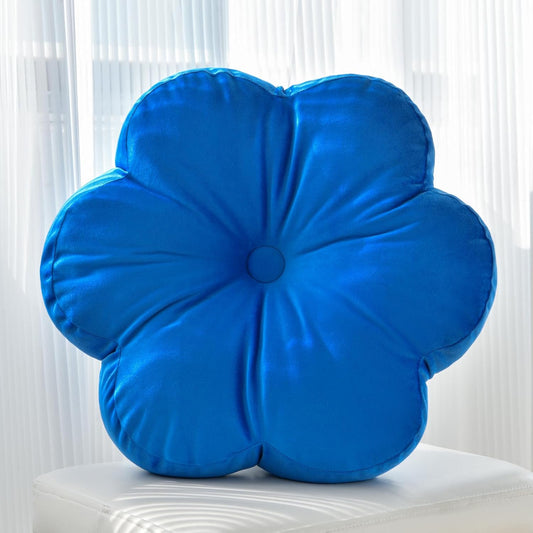 Xuyier Flower Pillow, Flower Shaped Throw Pillows with Velvet for Couch Bed Sofa Chair, Cute Home Decor Floor Seating Cushion Pillows for Living Room Bedroom(15 Inches, Blue)