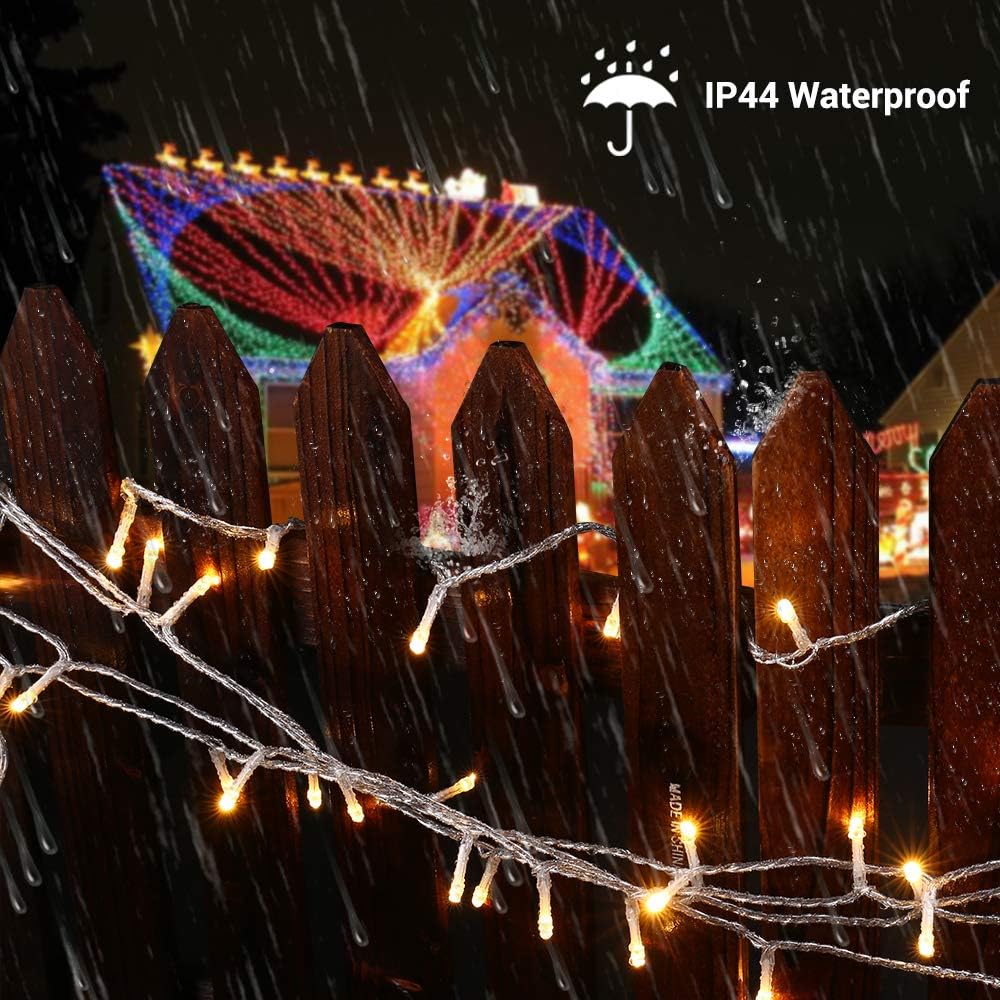 BrizLabs Cool White & Multicolor Christmas Lights, 180ft 500 LED Color Changing String, 11 Modes Tree Lights With Remote, Dimmable Xmas Clear Wire for Indoor Outdoor Christmas