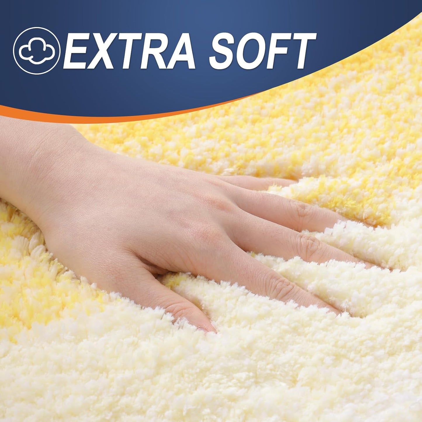 OLANLY Bathroom Rug Set 2 Piece, Soft Absorbent Microfiber Bath Rug Set, Non-Slip, Machine Wash Dry, Plush Shaggy Bath Mats for Bathroom (30"x20"+24"x16", Yellow)