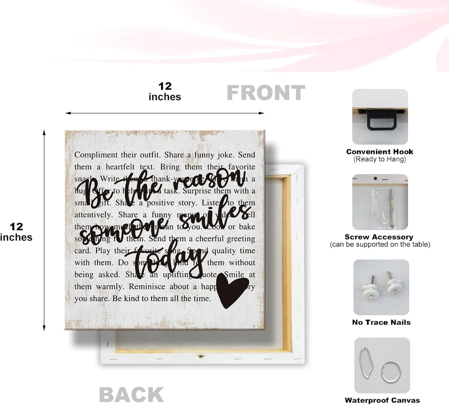 Inspirational Therapy Office Decor Canvas Wall Art Framed Painting Prints Wall Decor Rustic Motivational Decorative Mental Health Decorations for Bedroom House Home Office Accessories,11.8x11.8 Inch