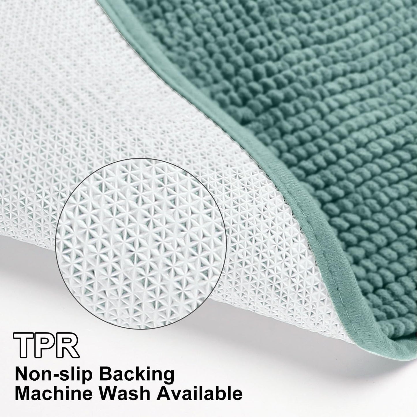 Urvoix Bathroom Rugs Sets 3 Piece, Non-Slip Chenille Bath Rug - Ultra Soft, Washable, Super Absorbent Bath Mat for Bathroom, Toilet and Tub (Aqua Sea)