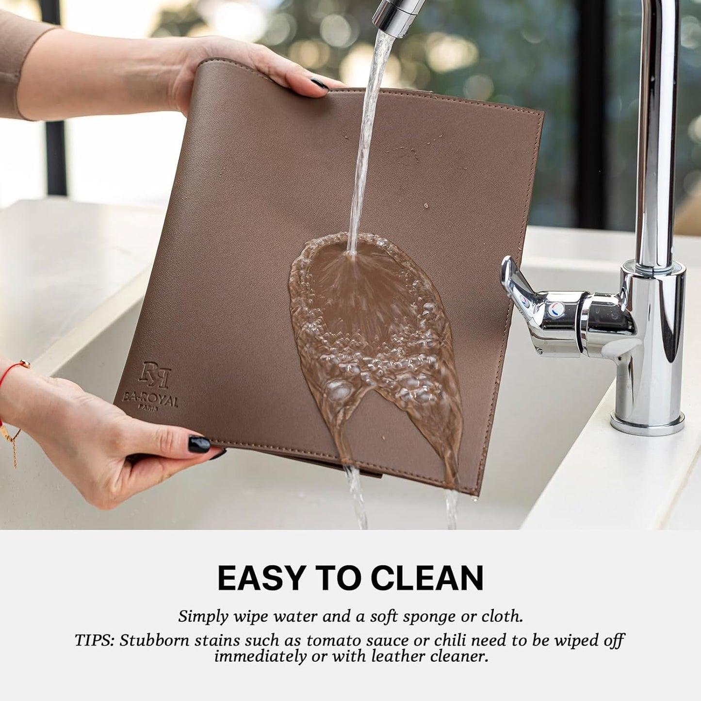 Faux Leather Placemats Set of 4 Vinyl Washable Wipeable Table Mats for Kitchen Dining Table Heat Resistant Waterproof Modern Indoor/Outdoor Placemats Non-Slip Easy Clean Place Mats (Chocolat)
