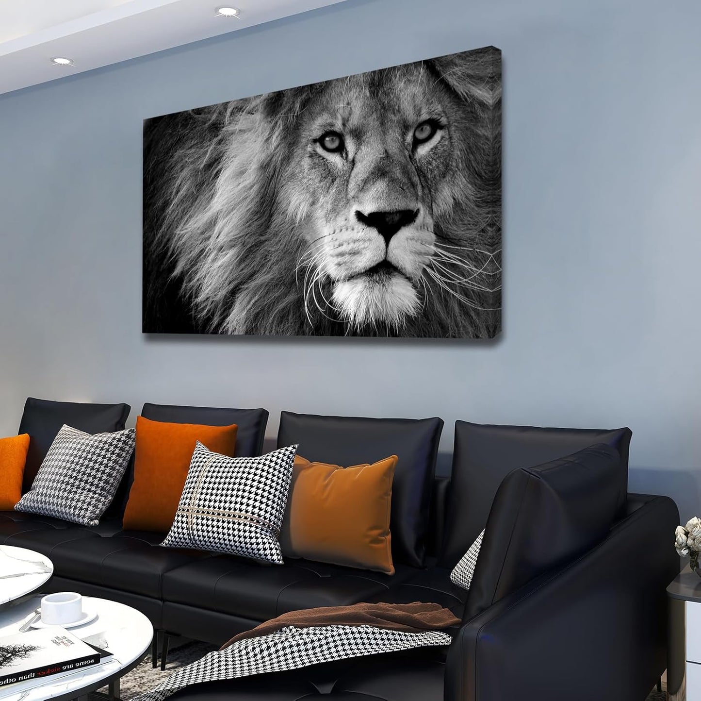Baisuart D0169 Modern Giclee Canvas Prints Wall Art Stretched Artwork Black and White Lion Pictures to Photo Paintings on Canvas Wall Art for Bedroom Living Room Home Decorations Office Wall Décor