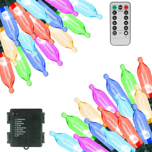 Christmas Lights 66ft 200 LED Battery Operated String Lights with Timer Memory Function or Battery Powered Waterproof Fairy Light for Indoor Outdoor Decoration