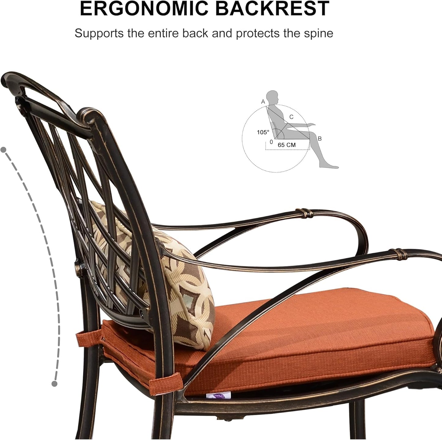 PURPLE LEAF 9 Pieces Patio Dining Sets Cast Aluminum Furniture with Rectangular Table for Lawn Garden Backyard Deck Outdoor Dining Sets with Cushions and Pillows, Rhombic Brick Red