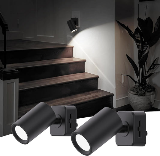 L LOHAS LED Night Lights Plug into Wall, [2-Pack] Rotatable Night Lights with Dusk to Dawn Sensor, 0-100 LM Brightness Adjustable,Daylight White 5000K Nightlight for Adults Bathroom Hallway Stairs