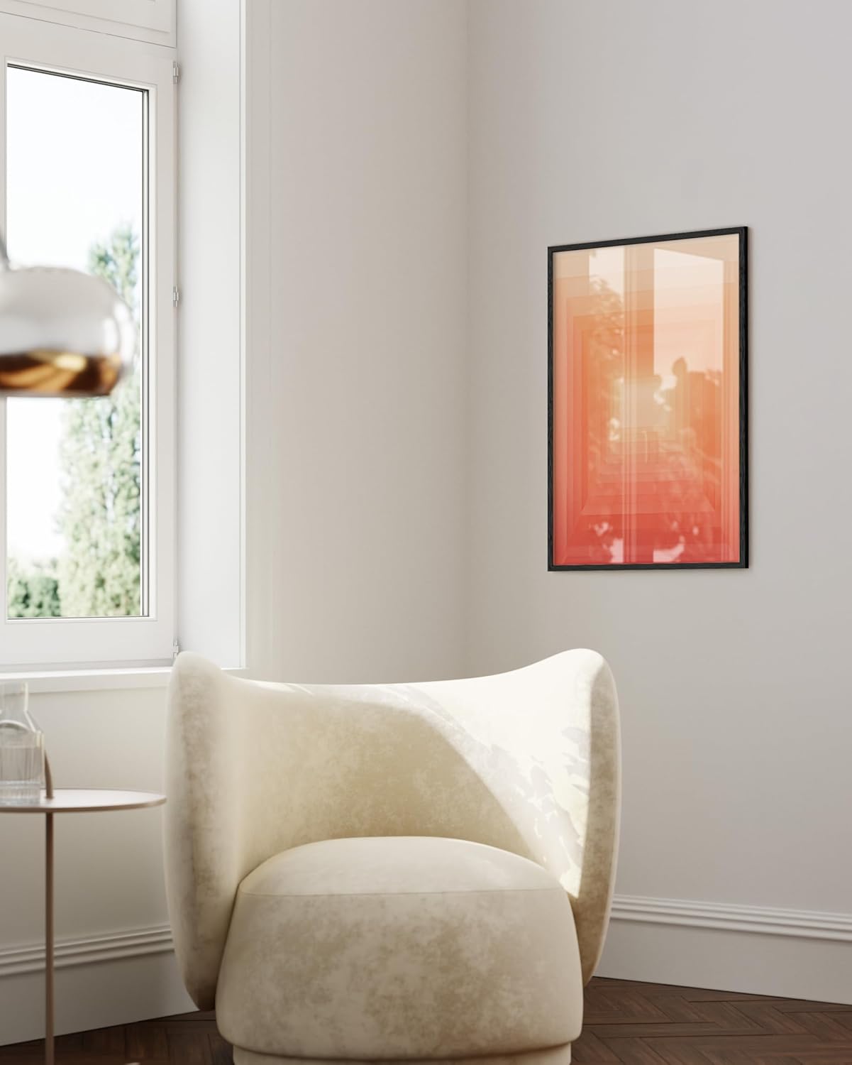 HAUS AND HUES Pink Geometric 2 Art Print with Black Oak Frame 24x36