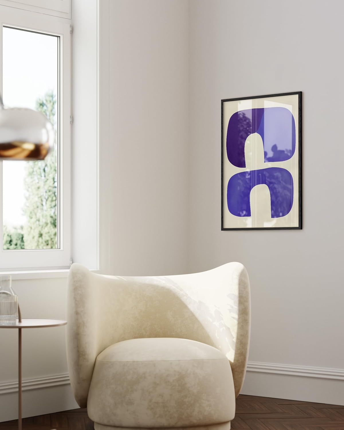 HAUS AND HUES Modern Abstract Wall Art - Blue and Green Living Room Art, Modern Artwork for Walls, Minimalist Picture for Living Room(Blue Tribal Shapes, Unframed, 24x36)