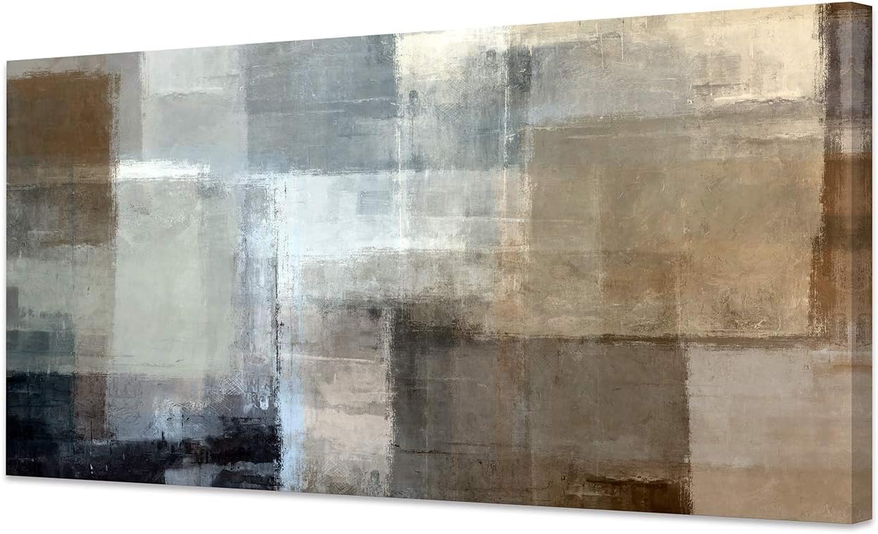 Baisuart Canvas Prints Abstract Wall Art Print Paintings Grey and Brown Stretched Canvas Wooden Framed for Living Room Bedroom and Office Home Decor Artwork 20x40inch