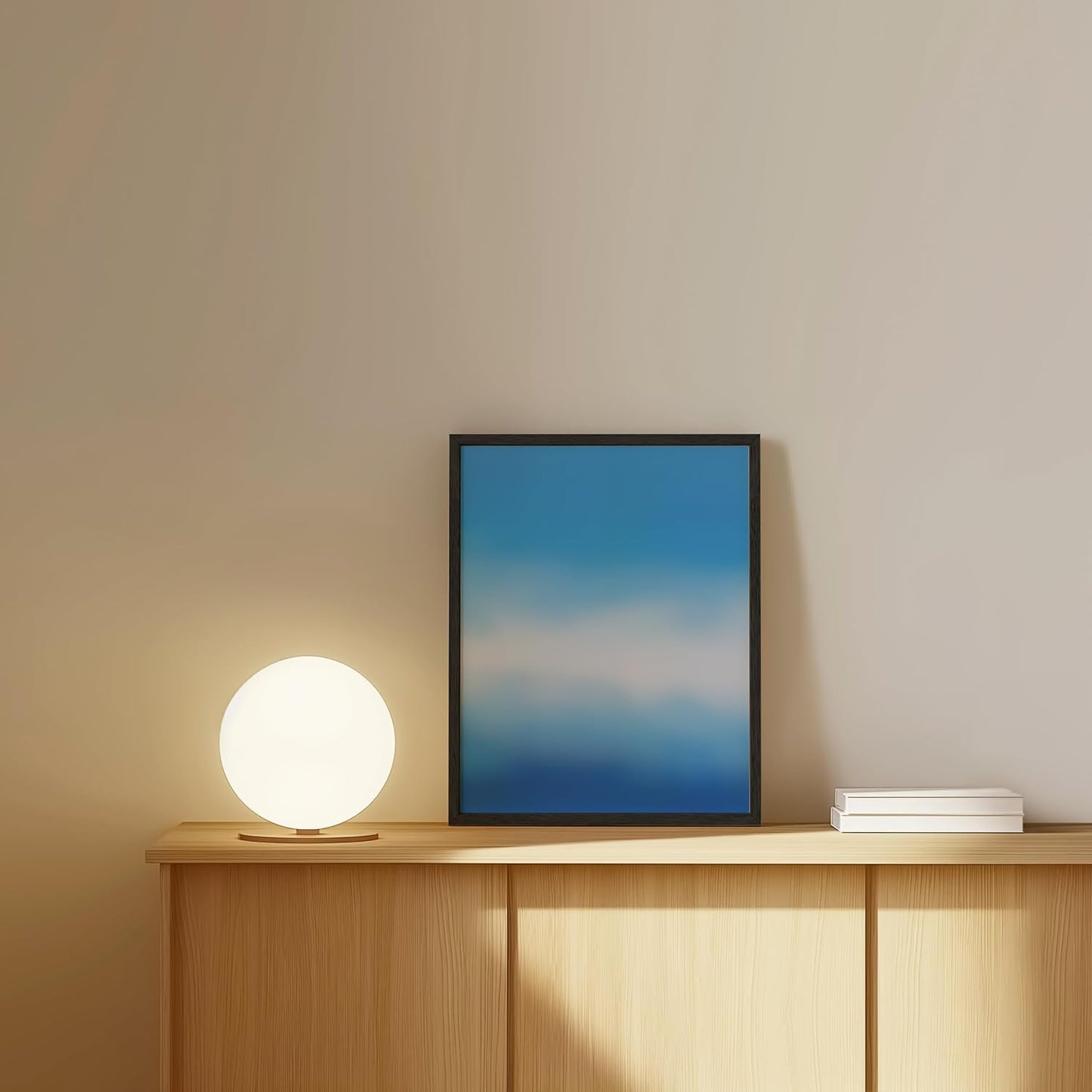 HAUS AND HUES Modern Abstract Wall Art - Blue and Green Living Room Art, Modern Artwork for Walls, Minimalist Picture for Living Room(Blue Tie-Dye, Unframed, 11x14)