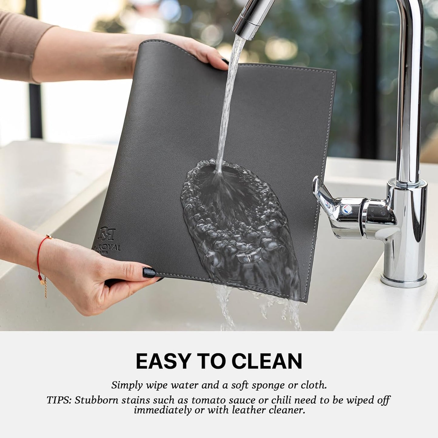 Faux Leather Placemats Set of 4 Vinyl Washable Wipeable Table Mats for Kitchen Dining Table Heat Resistant Waterproof Modern Indoor/Outdoor Placemats Non-Slip Easy Clean Place Mats (Dark Gray)