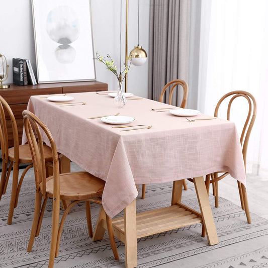 maxmill Lux Faux Linen Tablecloth with Slubby Yarn Textured Weaves Wrinkle Free Anti-Shrink Soft Table Cloth for Kitchen Dining Tabletop for Outdoor and Indoor Use Rectangle 60 x 84 Inch Blush