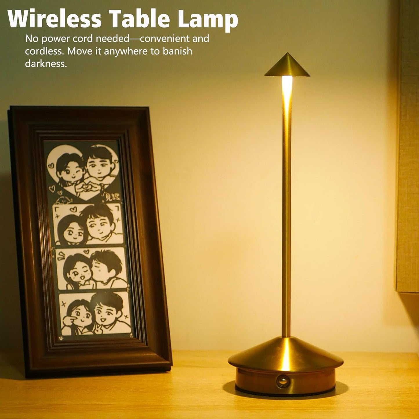 Cordless LED Table Lamp, Rechargeable 5200mAH Battery Operated Lamp for Decor, 3 Color Stepless Dimming Desk Lamps, for Restaurant, Bedroom, Outdoor Camping, Coffee Shop, Night Light