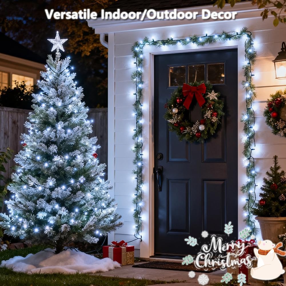 Battery Operated Christmas Lights, 4 Pack 18 FT 50 LED Each Clear Mini String Lights, 8 Modes with Timer Waterproof Tree Lights for Xmas Indoor Outdoor Holiday Home Decor, Pure White