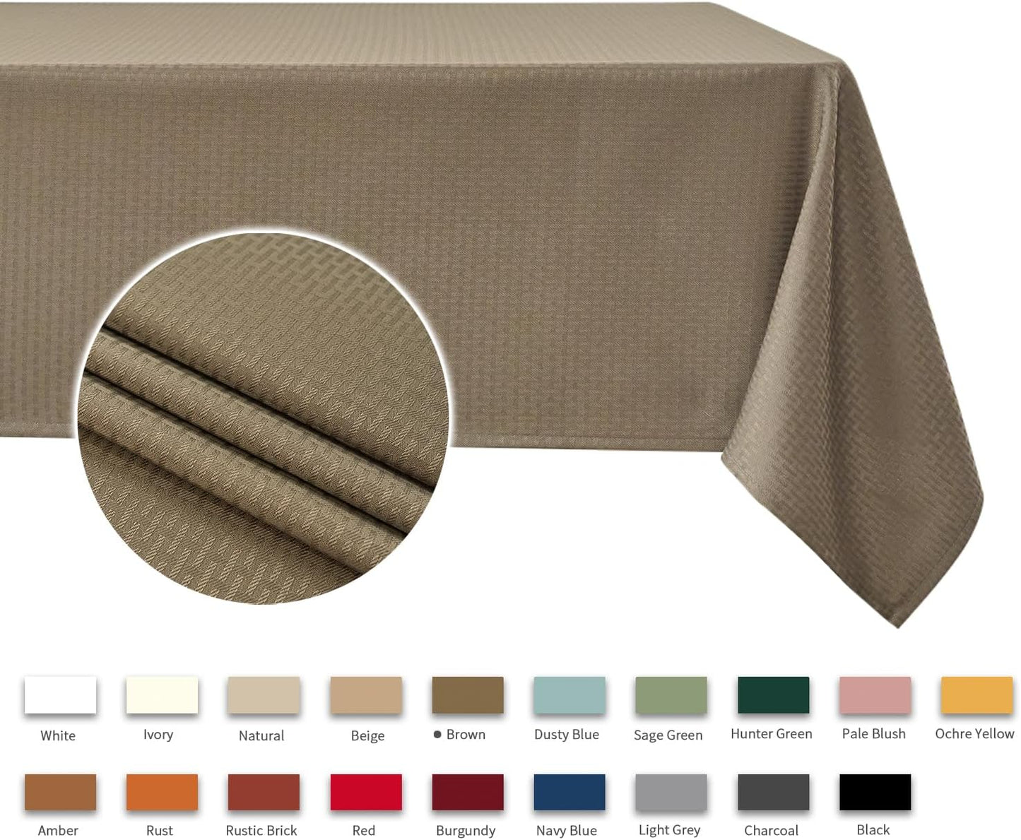 maxmill Tablecloth Weaved Texture Stain Resistant Waterproof, Wrinkle Resistant Washable Table Cloth, Fabric Table Cover for Dining Room, Indoor Outdoor Use, Rectangle 70 x 120 Inch, Brown