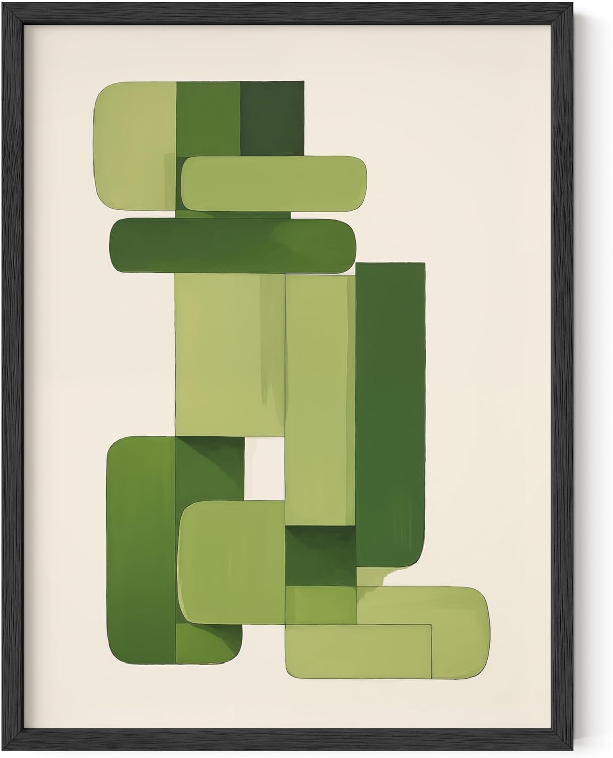 HAUS AND HUES Modern Abstract Wall Art - Blue and Green Living Room Art, Modern Artwork for Walls, Minimalist Picture for Living Room(Green Geometric, Unframed, 12x16)