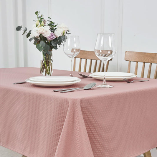 maxmill Jacquard Tablecloth Stain Resistant Waterproof Wrinkle Free Spillproof Washable Soft Weaved Texture Table Cloth for Dining Room, Indoor Outdoor Use, Rectangle 60 x 140 Inch, Pale Blush