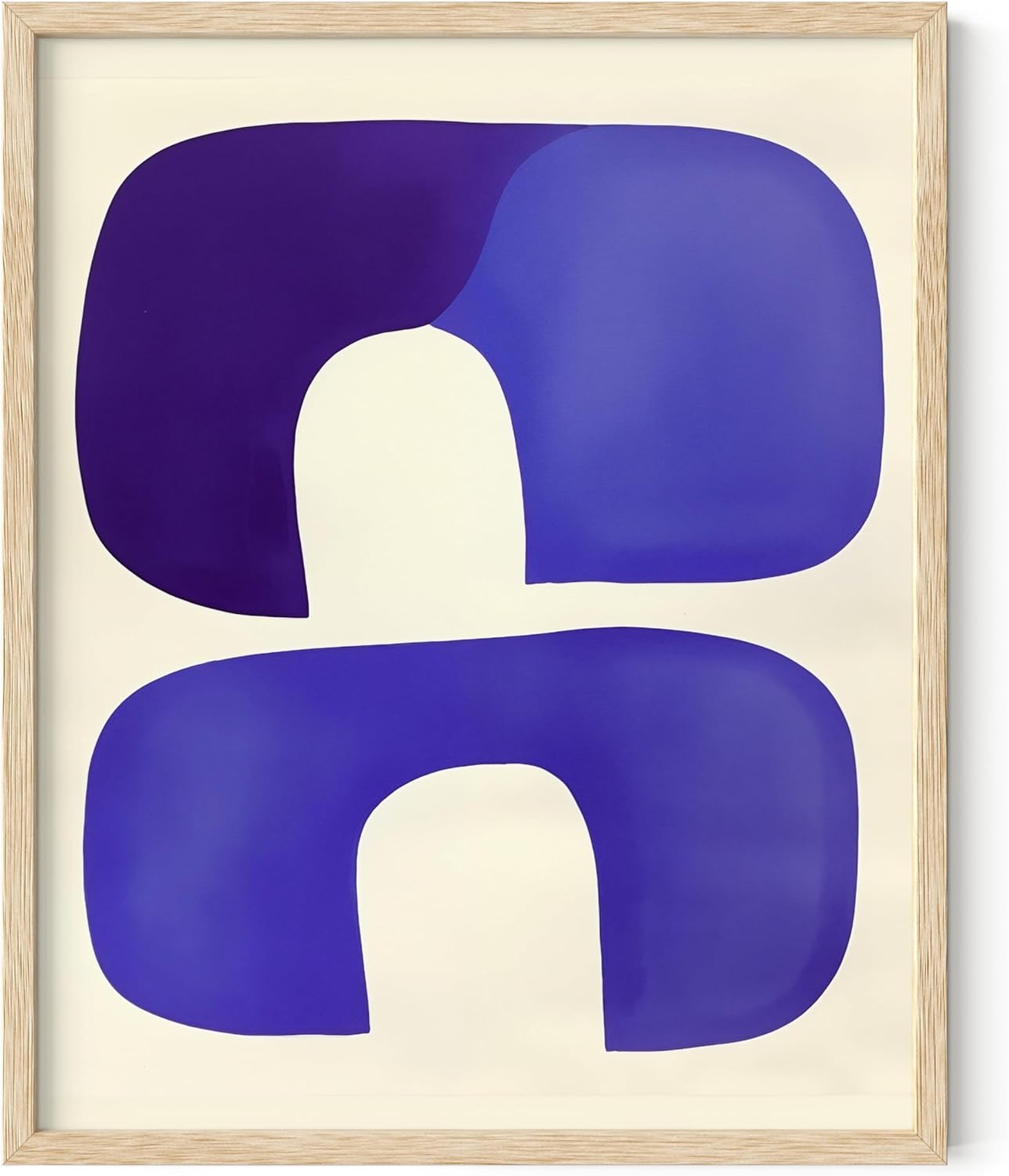 HAUS AND HUES Modern Abstract Wall Art - Blue and Green Living Room Art, Modern Artwork for Walls, Minimalist Picture for Living Room(Blue Abstract Pattern 4, Beige Frame, 8x10)