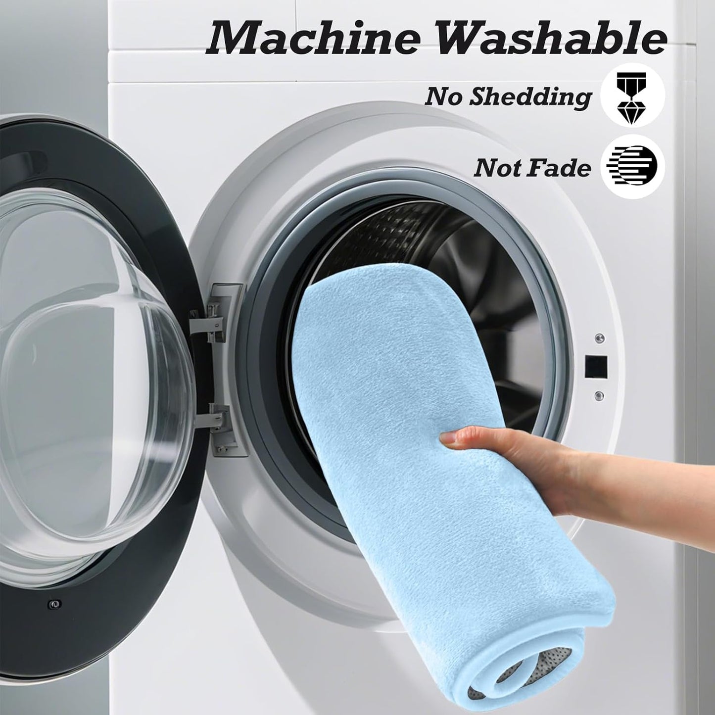 HUXMEYSON Bathroom Rugs Sets 2 Piece, Non-Slip & Quick Dry Bath Mat Set, Ultra Soft Velvet Bath Rugs for Bathroom, Toilet and Shower Floor, Light Blue