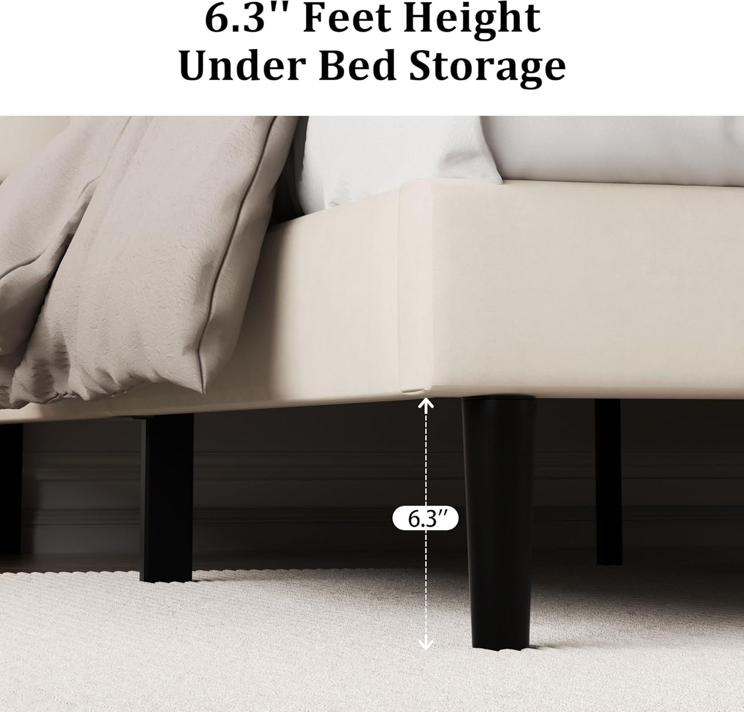 Queen Size Platform Bed Frame with Upholstered Velvet Button Tufted Headboard, Mattress Foundation with Wooden Slat Support, No Box Spring Needed, Easy Assembly, Noise Free, Beige