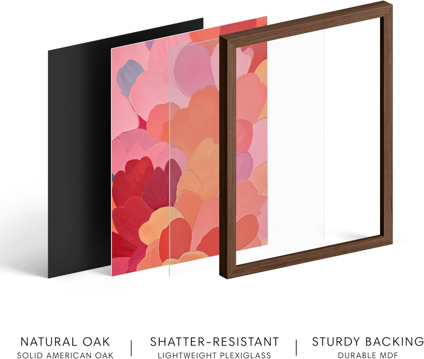 HAUS AND HUES Petals 1 Art Print with Walnut Oak Frame 16x20