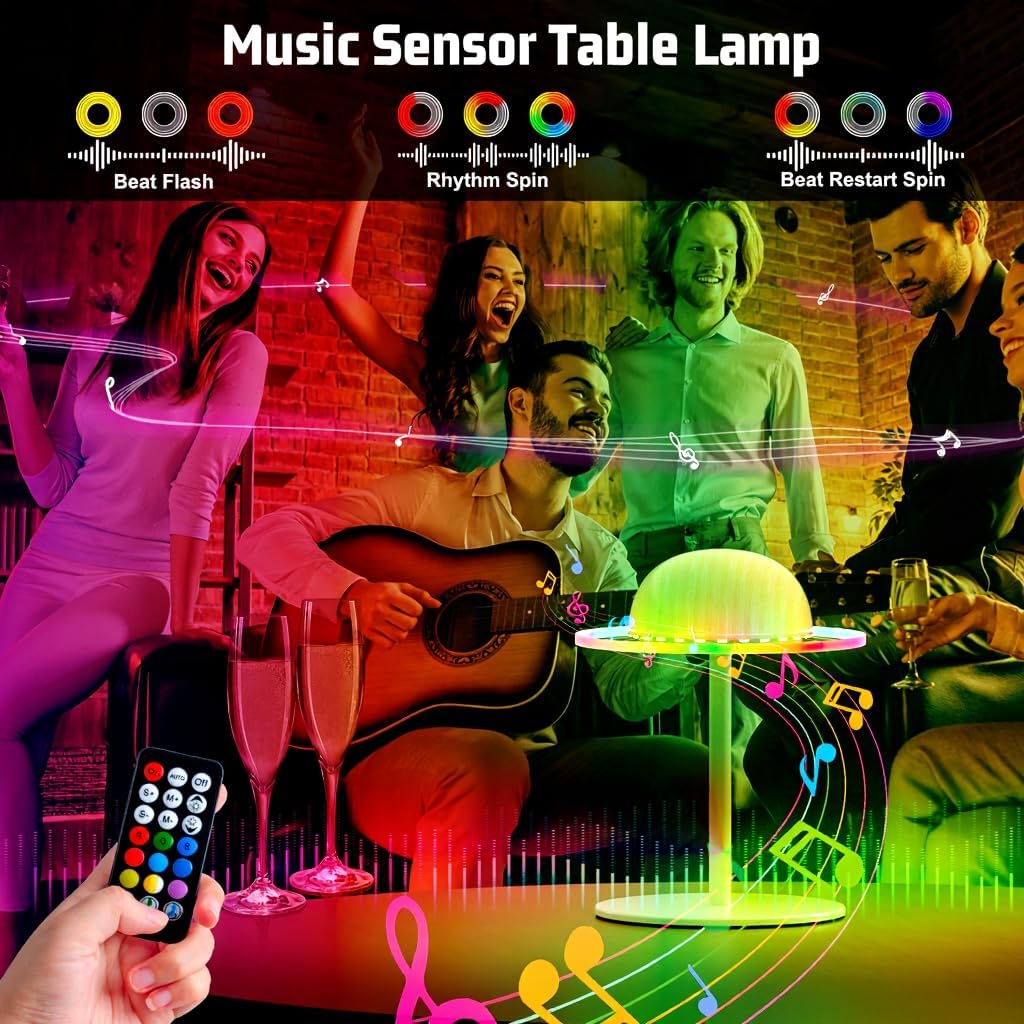 Nreonrick RGB Table Lamp,Wireless Bottle Lamp, Dimmable Color Changing Desk Lamp, Music Sync Bedside Lamp with Remote and Touch Control for Bedroom,Bar,Halloween Decor (2 Pack)