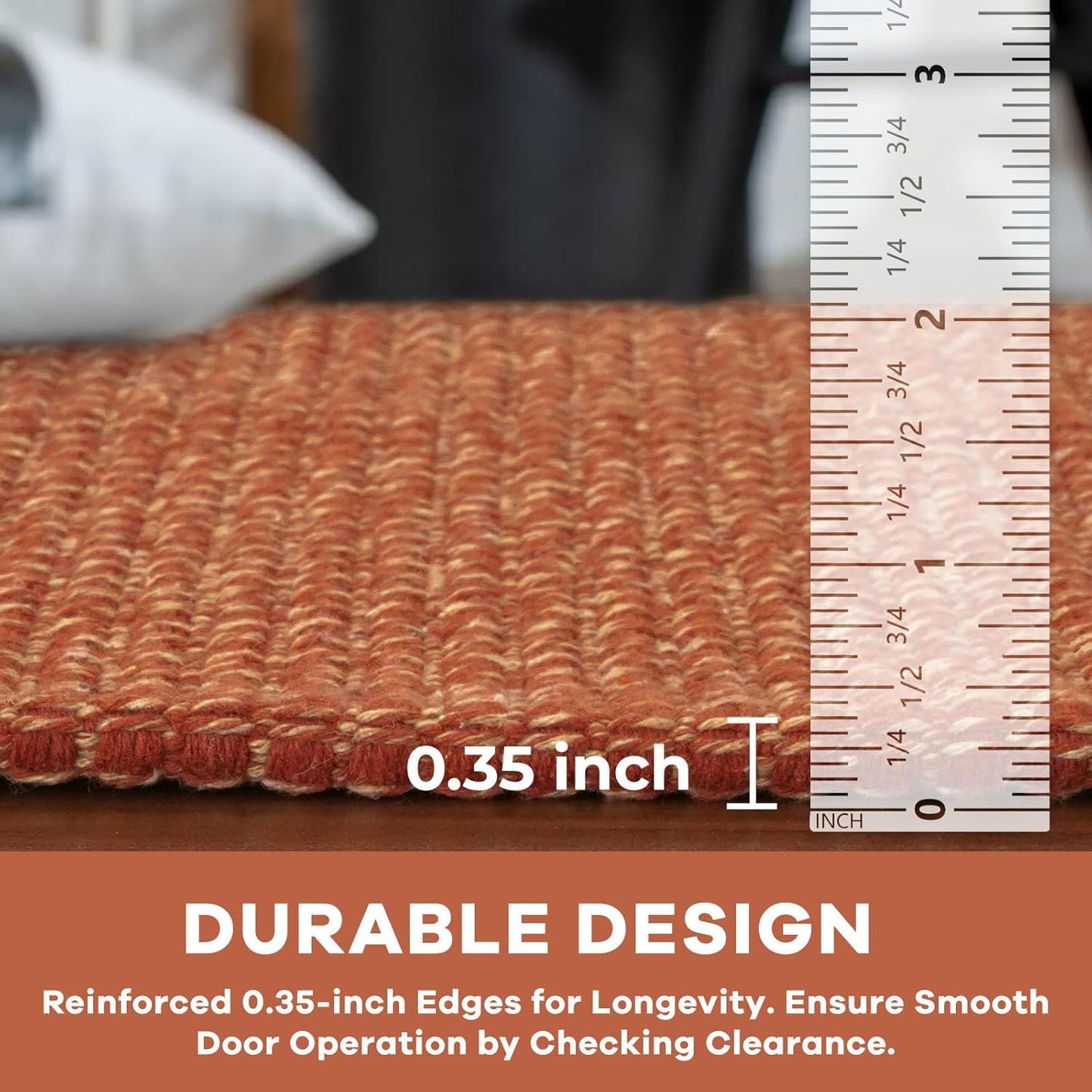 KOZYFLY Washable Area Rug 6x9 ft Rubber Backed Non Slip Rugs for Living Room Braided Cotton Bedroom Rug Woven Office Rugs Indoor Outdoor Floor Carpets for Dining Bedroom Living Room, Orange/Tan