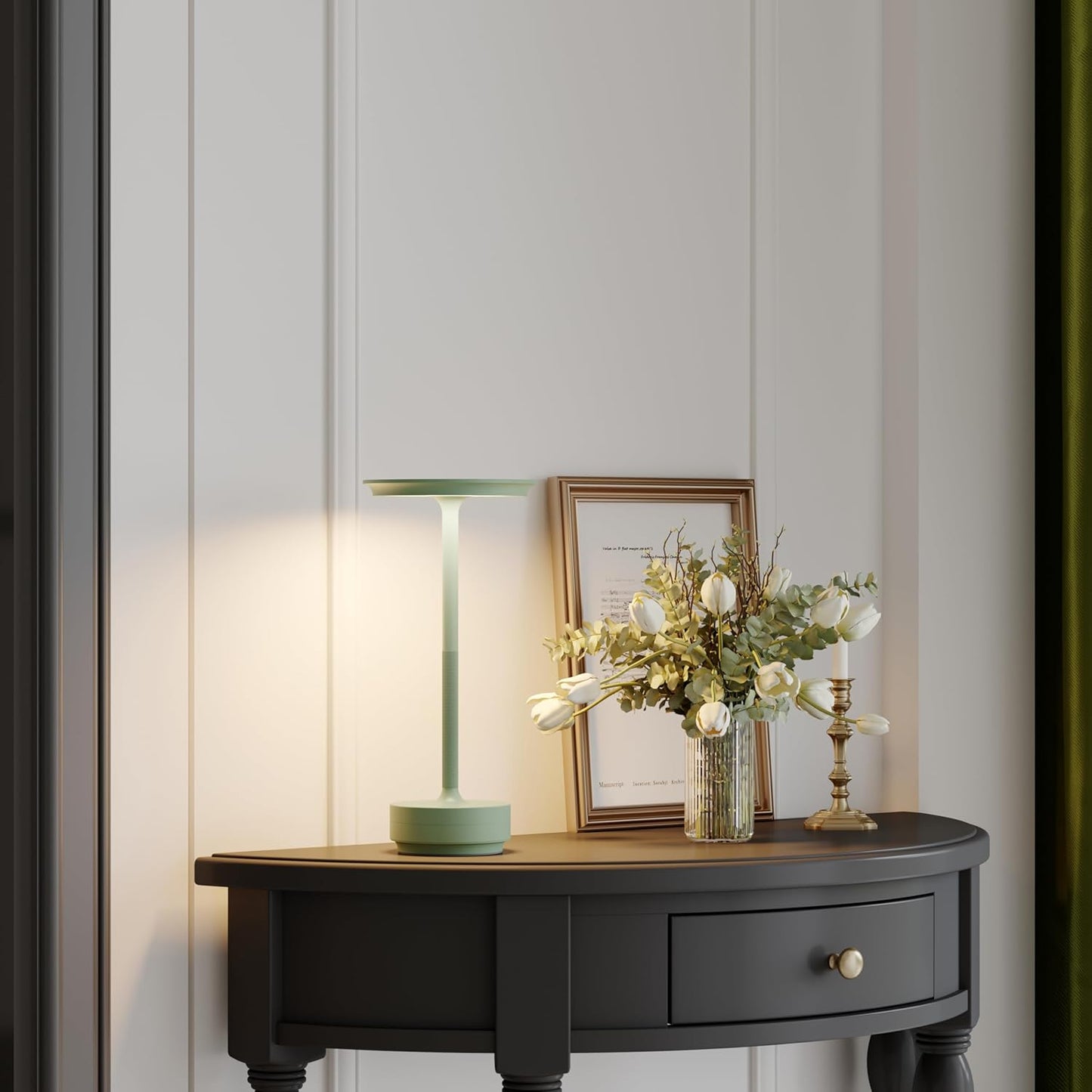 Cordless Rechargeable Table Lamps,Portable 5000mAh Battery Desk Lamp IP54 Waterproof 3 Color Stepless Dimming LED Table Light,Patio,Restaurant, Cafe, Dining Table Decor(2P Apple Green)