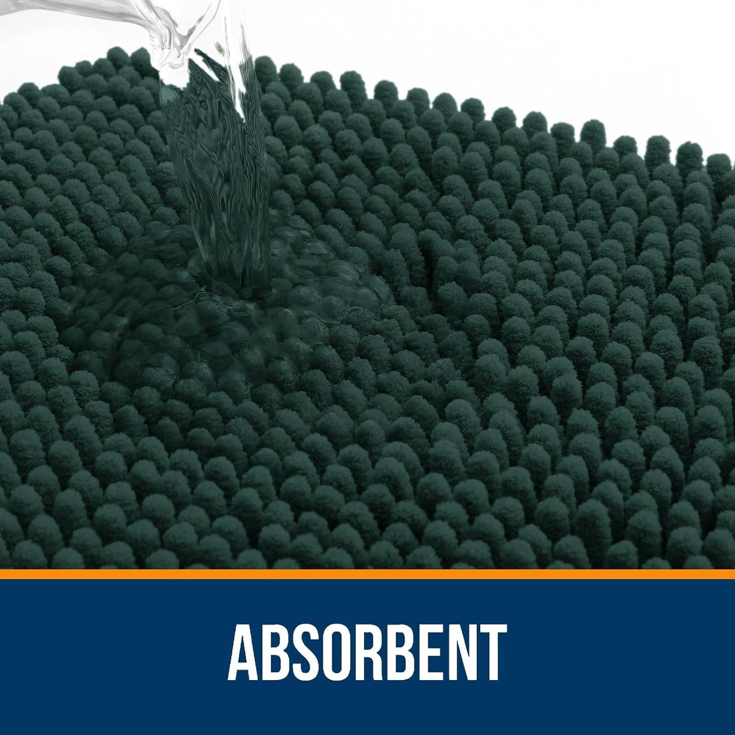 OLANLY Bathroom Rugs Sets 2 Piece, Soft Absorbent Chenille Bath Mats and U-Shaped Contour Toilet Mat Area Rug Set, Machine Washable Bath Carpet, Home Decor Accessories(30"x20"+24"x20", Blackish Green)