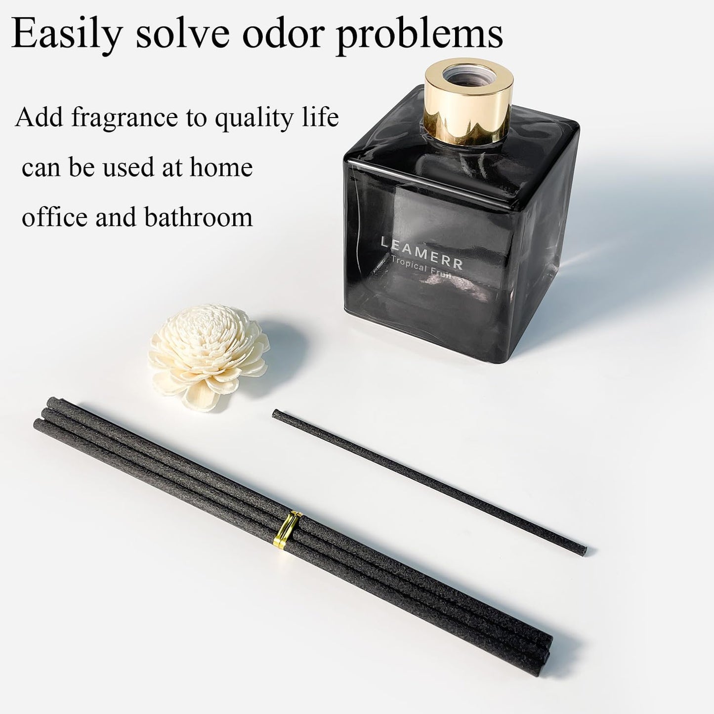 Reed Diffuser Set, 6.1 oz (180 ml) Tropical Fruit Scented Diffuser with Sticks Long-Lasting Home Fragrance Reed Diffuser for Home Room Office Bathroom Shelf Decor